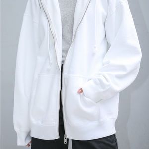 Brandy Melville White Zip-Up Sweatshirt